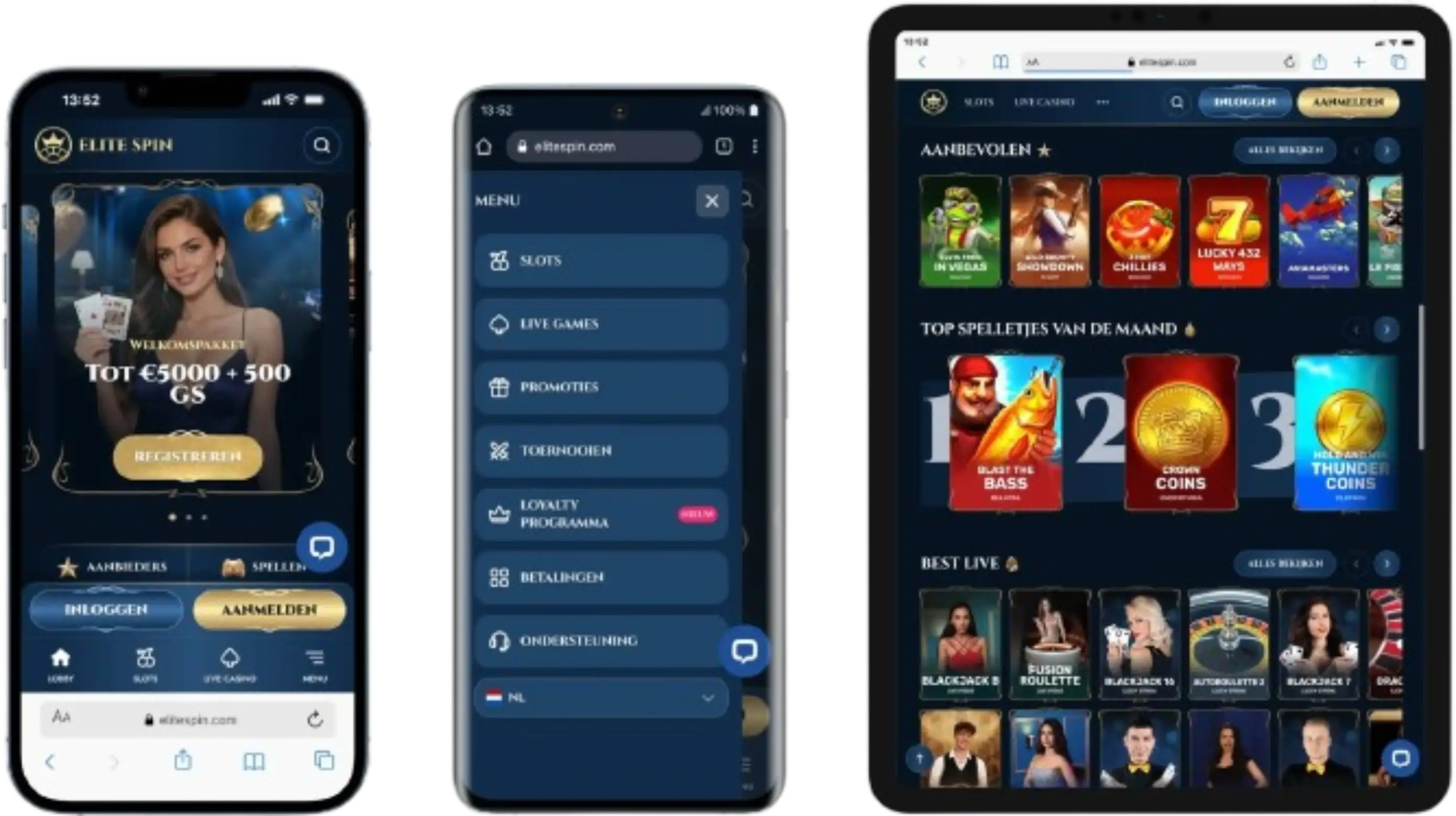 Capture d'écran de l'app EliteSpin Casino
